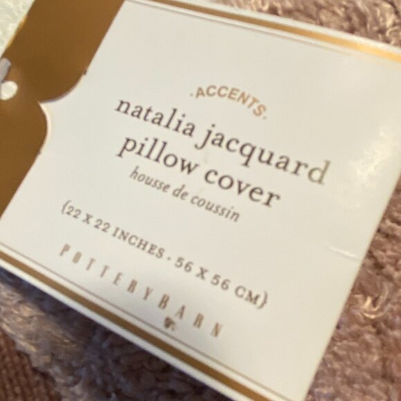 Pottery Barn Natalia Jacquard Pillow Cover – Mauve pink thistle– 22"x22" – NWT - Picture 7 of 7